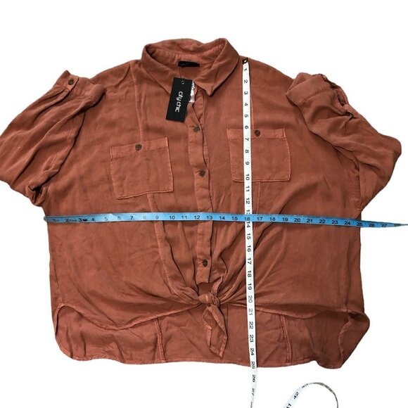 CITY CHIC Top Women's Size XXS Oversized Winter Lust Shirt Brown/Copper NWT - Picture 4 of 12